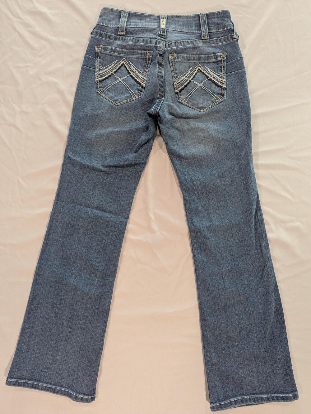 Ariat Jeans Womens 25S Blue Med Wash Low Rise Bootcut Stretch Embroidered Denim - Picture 2 of 9